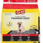 Glad for Pets Black Charcoal Training Pads for Dogs – Super Absorbent & Odor Neutralizing Dog Potty Pads, Leak-Resistant Puppy Pee Pads, Pheromone Attractant for Easy Training, 23″ x 23″ – 100 Count  Pet Supplies